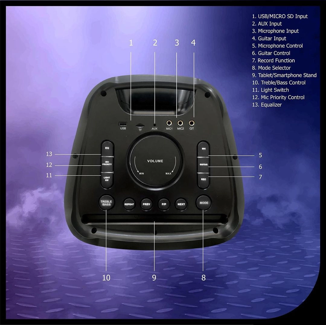 خرید اسپیکر بلوتوثی DINLINE مدل پارتی باکس DS-1100