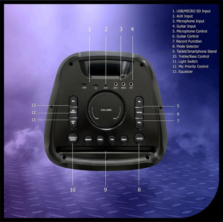 خرید اسپیکر بلوتوثی DINLINE مدل پارتی باکس DS-1100