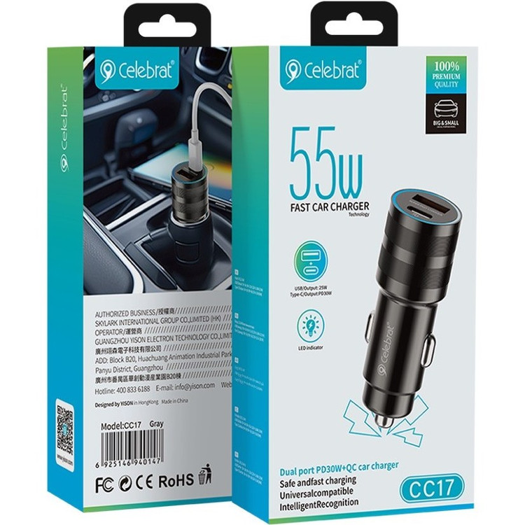 شارژر فندکی 55w سلبریت CELEBRAT CC17 فست شارژ اورجینال