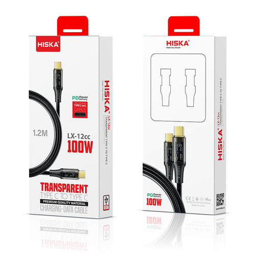 کابل تایپ سی به تایپ سی هیسکا مدل HISKA LX-12 | فست شارژ و انتقال دیتا