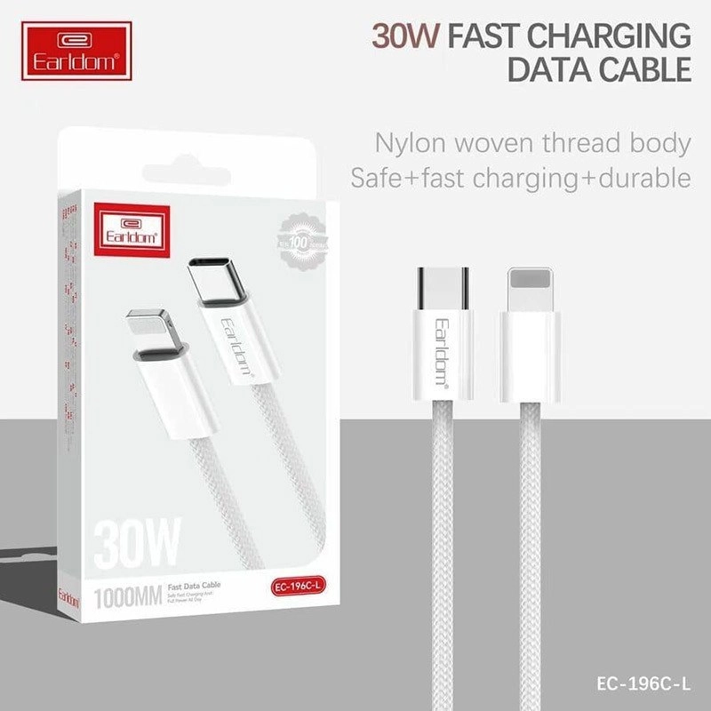 کابل تبدیل فست شارژ Tyoe-c به Lightning برند Earldom مدل EC-196C-L