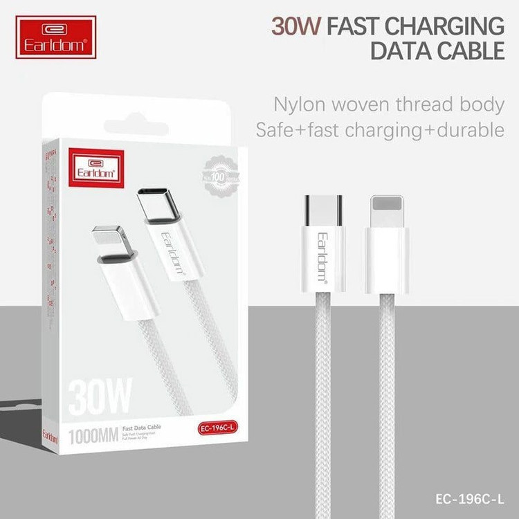 کابل تبدیل فست شارژ Type-c به Lightning برند Earldom مدل EC-196C-L