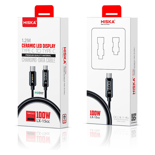 کابل Type-C به Type-C هیسکا HISKA مدل LX-15 فست شارژ 60 وات طول 1.2 متر