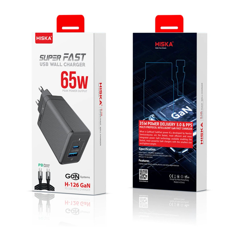 شارژر دیواری 65 وات هیسکا مدل H-126GAN