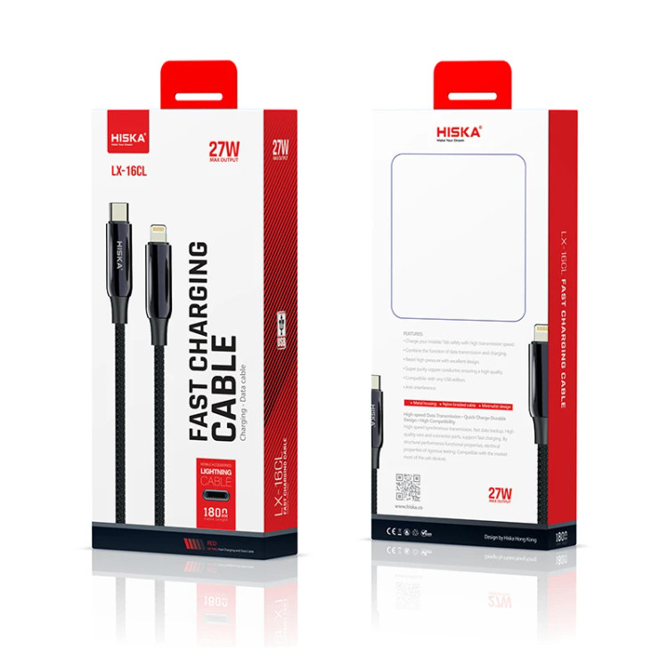 کابل تبدیل USB-C به لایتنینگ هیسکا مدل LX-16CL طول 1.8 متر