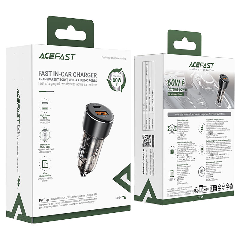 خرید شارژر فندکی Acefast مدل B12 توان 60 وات