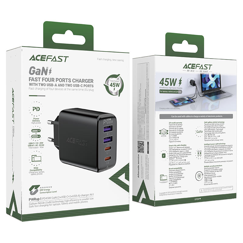 قیمت و خرید شارژر دیواری ایس فست Acefast A61 PD45W GaN
