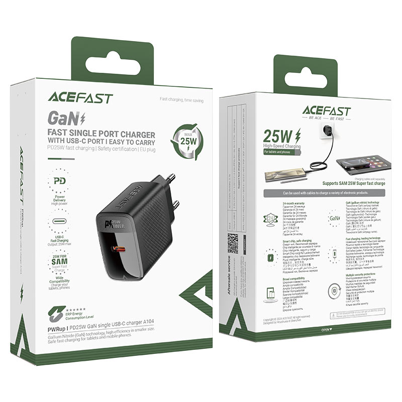خرید شارژر دیواری Acefast A104 PD25W GaN