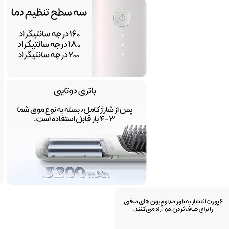 برس حرارتی بیسیم شیائومی مدل MJZFS01LF با باتری قابل شارژ و کنترل دمای هوشمند