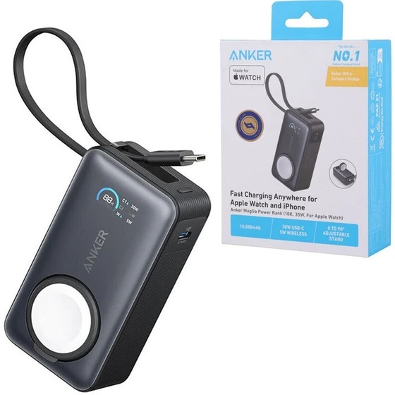 پاوربانک انکر مدل A1657 ظرفیت 10000 میلی‌آمپر با شارژ بی‌سیم