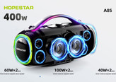 اسپیکر همراه هوپاستار مدل A85 با صدای قدرتمند، لایت RGB و مناسب مهمانیها