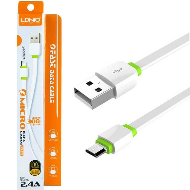 کابل تبدیل USB به microUSB الدینیو مدل XS-073 طول ۰.۳ متر