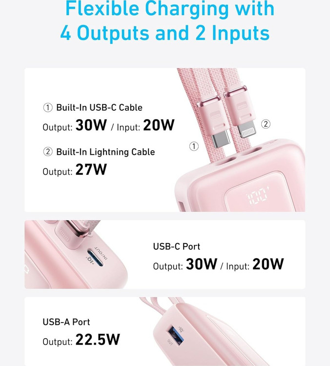 پاور بانک 30 وات انکر مدل Zolo A1681 ظرفیت 20000 میلیآمپر ساعت