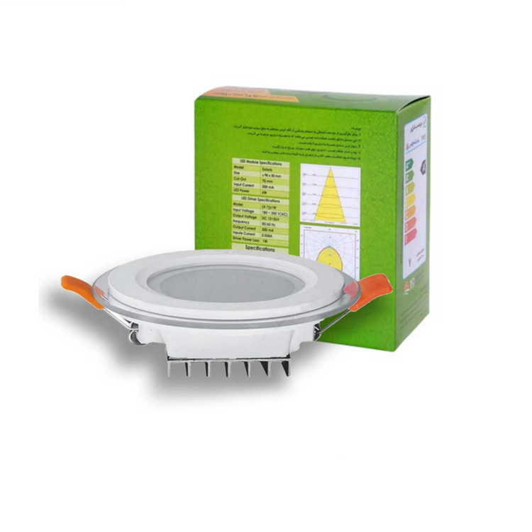 چراغ پنلی SMD توکار 9 وات دایره ای پارس شعاع توس مدل گلاریس