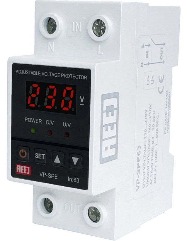 محافظ ولتاژ دیجیتال 63 آمپر AEEJ مدل VP-SPE