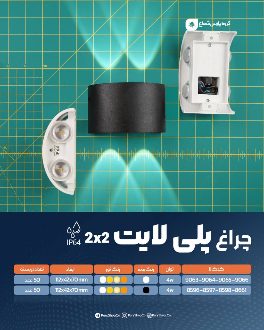 چراغ پنل SMD روکار ۴ وات پارس شعاع توس مدل پلی لایت ۲*۲