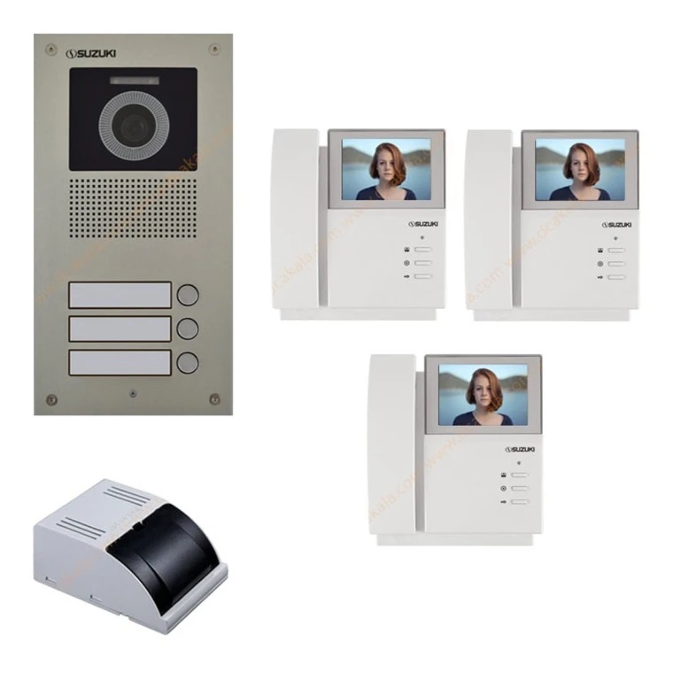 پکیج آیفون تصویری سوزوکی مدل SZ-413M حافظه‌دار-سه واحدی
