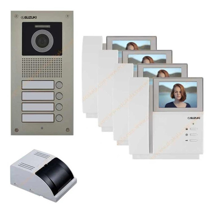 پکیج آیفون تصویری سوزوکی مدل SZ-413 بدون حافظه ۴.۳ اینچ-چهار واحدی