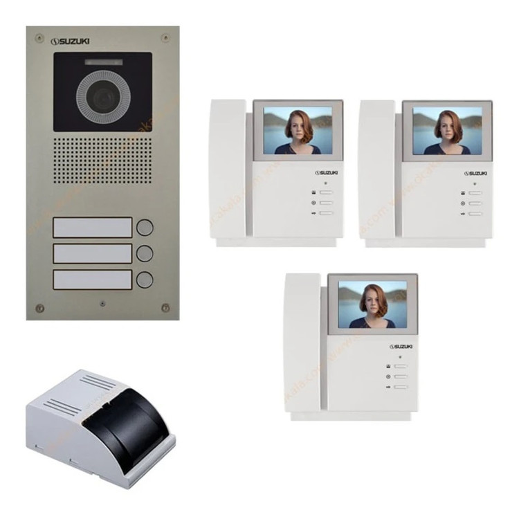 پکیج آیفون تصویری سوزوکی مدل SZ-413 بدون حافظه ۴.۳ اینچ-سه واحدی